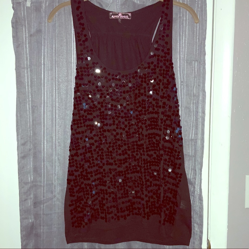 Black, sequence, trendy tank top.
